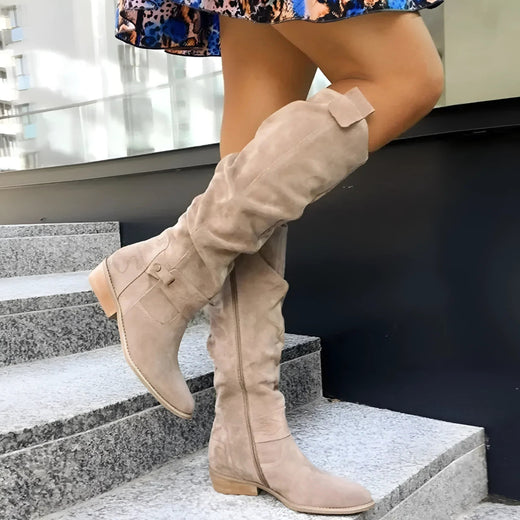 Eliza | Women's Suede-Effect Ankle Boots, Premium Autumn Boots | Animated Apparel | Beige