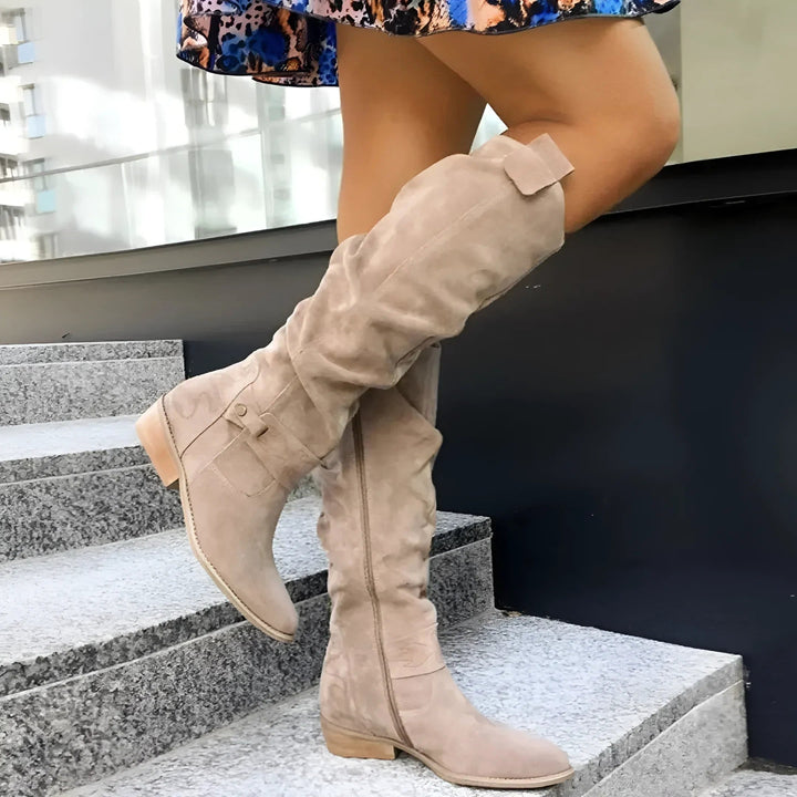 Eliza | Women's Suede-Effect Ankle Boots, Premium Autumn Boots | Animated Apparel | Beige