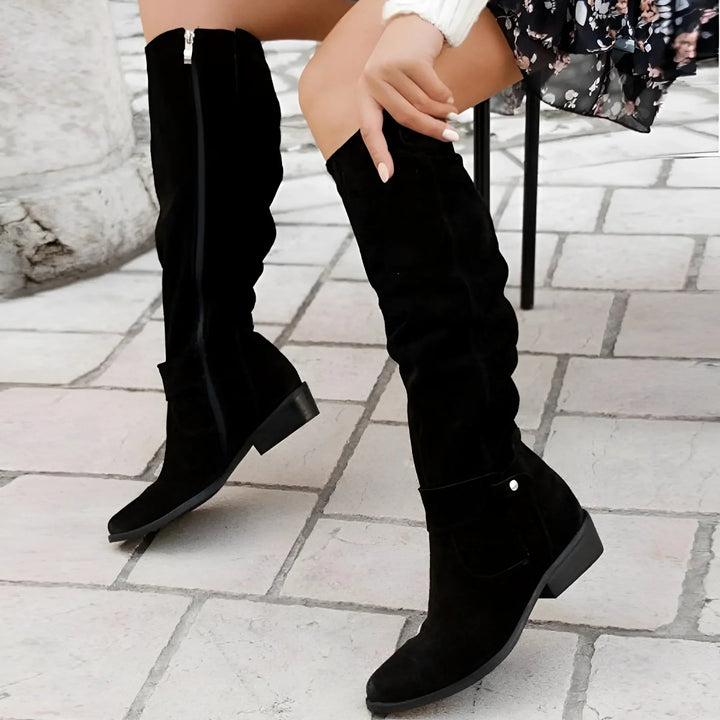 Eliza | Women's Suede-Effect Ankle Boots, Premium Autumn Boots | Animated Apparel | Black