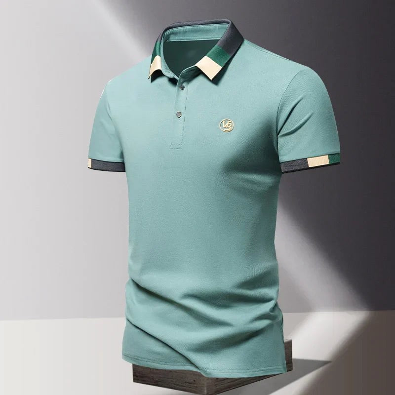 Alexander | Men's Polo Shirt with Contrast Collar, Smart Casual Polo Shirt | Animated Apparel