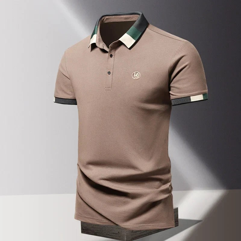 Alexander | Men's Polo Shirt with Contrast Collar, Smart Casual Polo Shirt | Animated Apparel