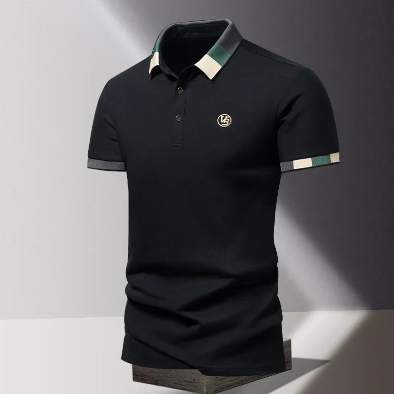 Alexander | Men's Polo Shirt with Contrast Collar, Smart Casual Polo Shirt | Animated Apparel