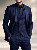 Elliot | Men's Slim-Fit Three-Piece Suit, Double-Breasted Waistcoat Trouser Suit | Animated Apparel