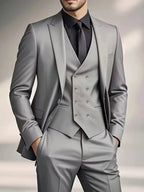 Elliot | Men's Slim-Fit Three-Piece Suit, Double-Breasted Waistcoat Trouser Suit | Animated Apparel