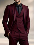 Elliot | Men's Slim-Fit Three-Piece Suit, Double-Breasted Waistcoat Trouser Suit | Animated Apparel