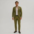 Silas | Men's Slim-Fit Two-Piece Suit, Olive Linen Trouser Suit | Animated Apparel