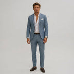 Silas | Men's Slim-Fit Two-Piece Suit, Olive Linen Trouser Suit | Animated Apparel