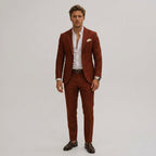 Silas | Men's Slim-Fit Two-Piece Suit, Olive Linen Trouser Suit | Animated Apparel