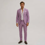 Silas | Men's Slim-Fit Two-Piece Suit, Olive Linen Trouser Suit | Animated Apparel