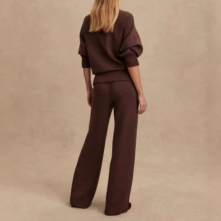 Elodie | Women's Knit Zip-Up Two-Piece Set, Coordinated Lounge Set | Animated Apparel