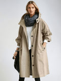 Elodie | Women's Relaxed Tailored Trench Coat, Beige Autumn Coat | Animated Apparel