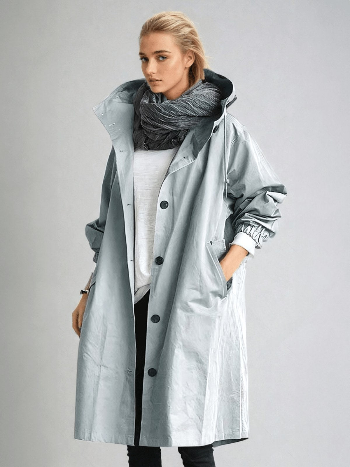 Elodie | Women's Relaxed Tailored Trench Coat, Beige Autumn Coat | Animated Apparel