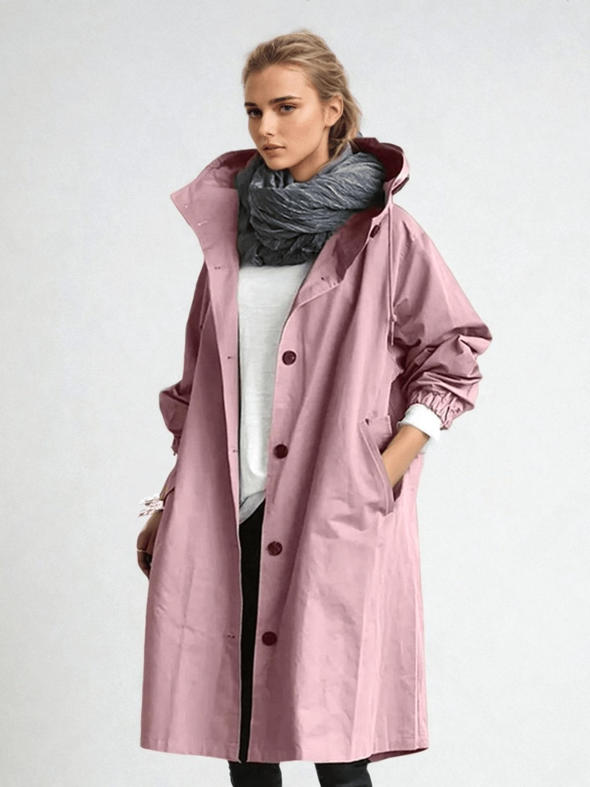 Elodie | Women's Relaxed Tailored Trench Coat, Beige Autumn Coat | Animated Apparel