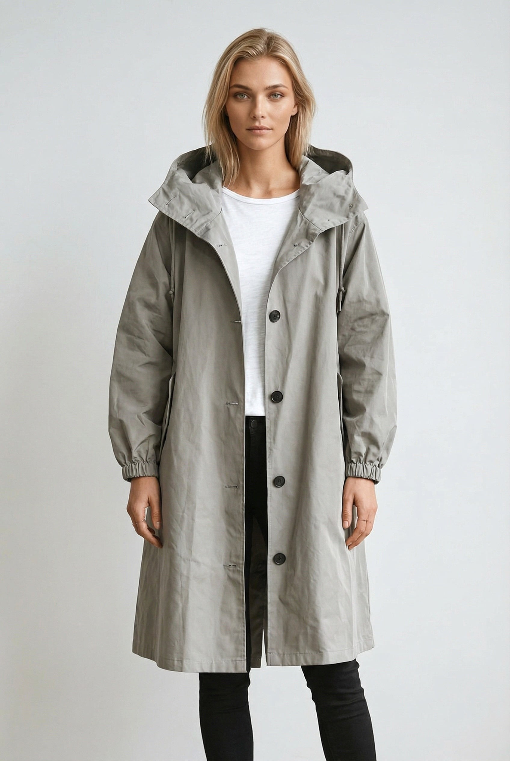 Elodie | Women's Relaxed Tailored Trench Coat, Beige Autumn Coat | Animated Apparel