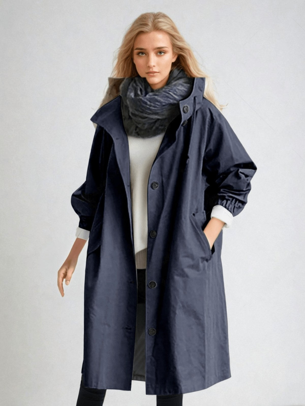 Elodie | Women's Relaxed Tailored Trench Coat, Beige Autumn Coat | Animated Apparel