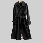 Eloise | Women's Belted Double-Breasted Trench Coat, Longline Winter Coat | Animated Apparel | Black