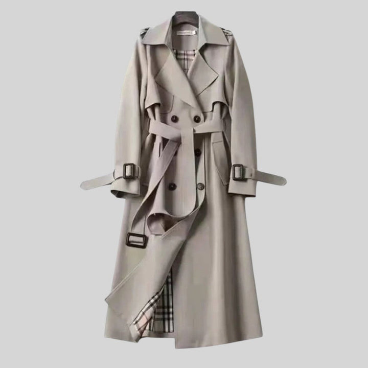 Eloise | Women's Belted Double-Breasted Trench Coat, Longline Winter Coat | Animated Apparel | Gray