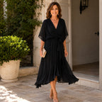 Genesis | Women's Wrap Midi Dress with V-Neckline, Half-Length Sleeve Occasion Dress | Animated Apparel | Gray