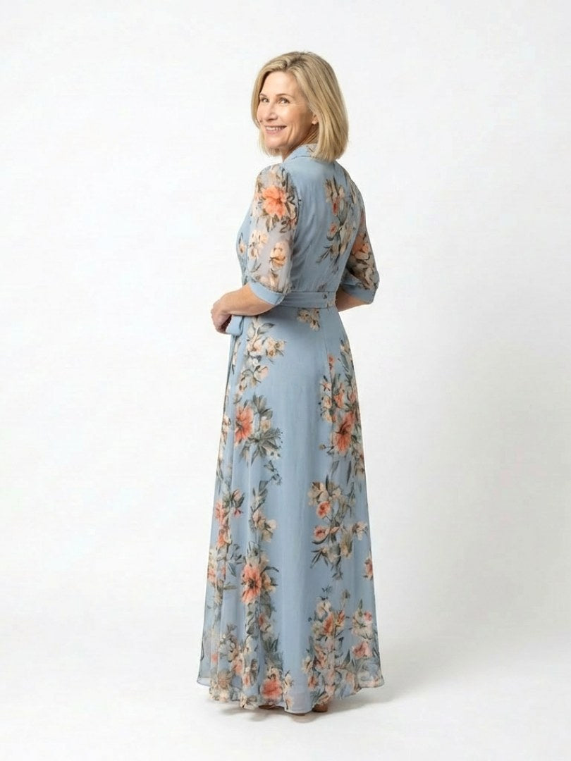 Elowen | Women's Floral Wrap V-Neck Maxi Dress - image 2