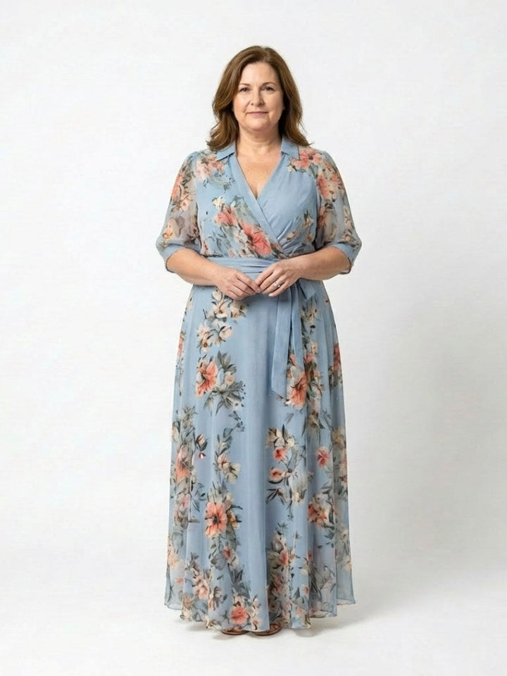 Elowen | Women's Floral Wrap V-Neck Maxi Dress - image 4