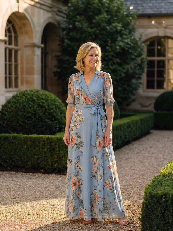 Elowen | Women's Floral Wrap V-Neck Maxi Dress - image 5