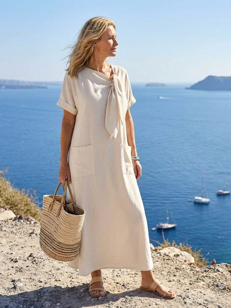 Elowyn | Women's Round Neck Short Sleeve Pocket Maxi Dress - image 3