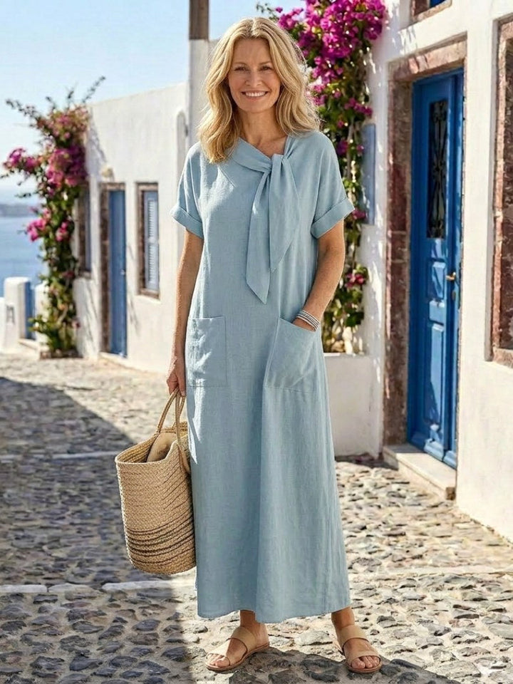Elowyn | Women's Round Neck Short Sleeve Pocket Maxi Dress - image 4