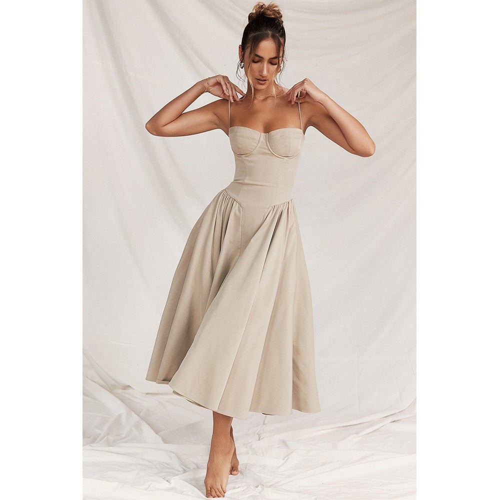 Athena | Women's Corset Midi Dress with Adjustable Straps, Flattering Waist Midi Dress | Animated Apparel