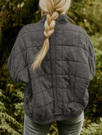 Emery | Women's Oversized Quilted Jacket, Structured Collar Autumn Jacket | Animated Apparel | Beige