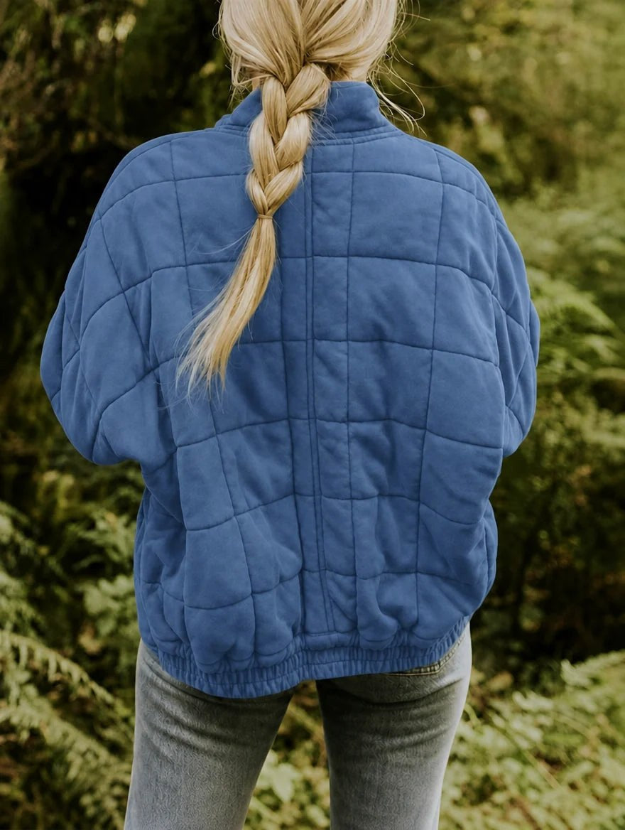 Emery | Women's Oversized Quilted Jacket, Structured Collar Autumn Jacket | Animated Apparel