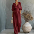 Emilie | Women's Wide-Leg Linen Jumpsuit, Cinched-Waist Jumpsuit | Animated Apparel