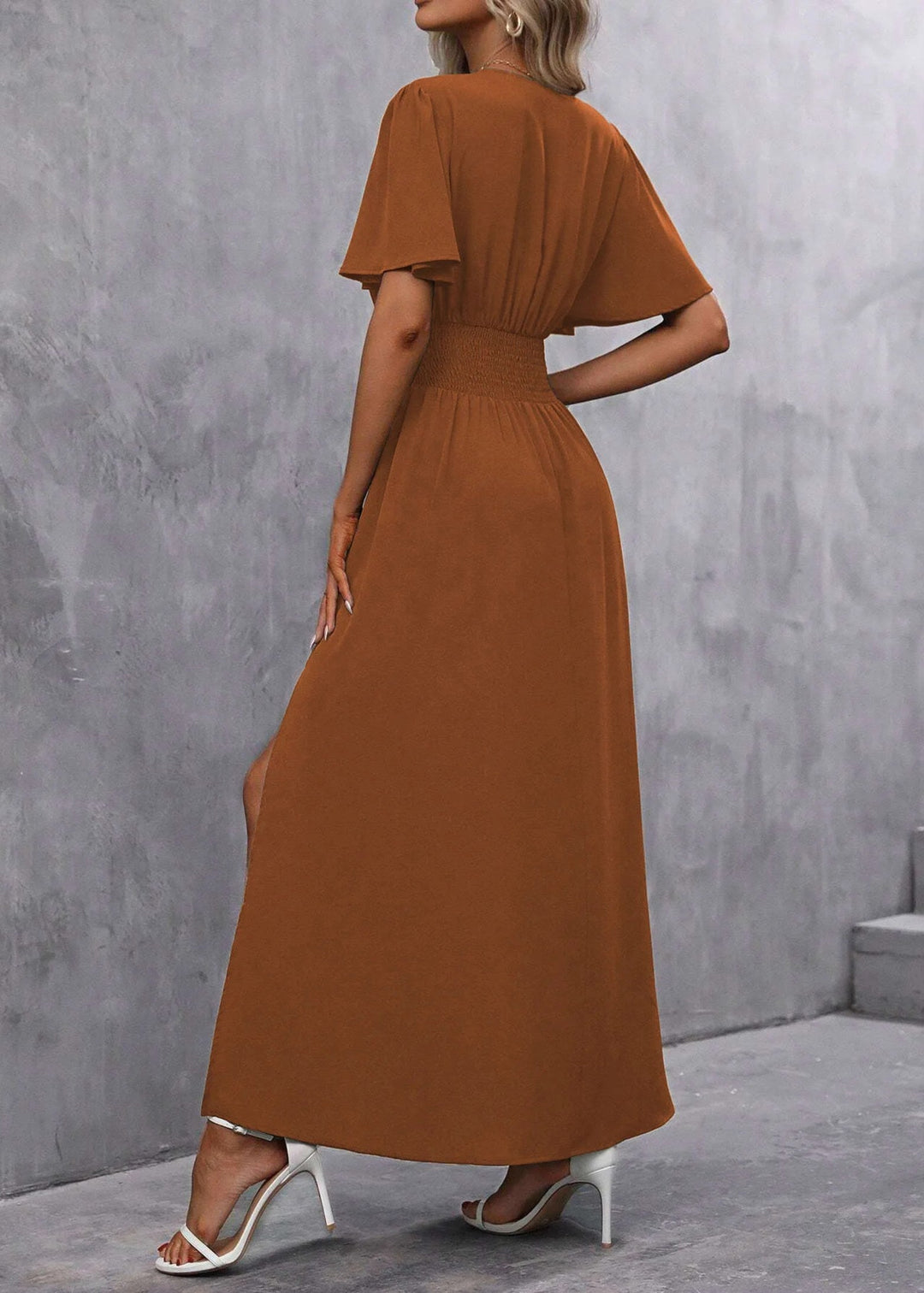 Emma | Women's V-Neck Maxi Dress with Side Slit - image 10