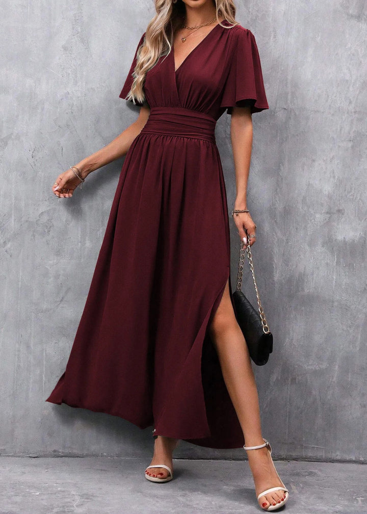 Emma | Women's V-Neck Maxi Dress with Side Slit - image 7