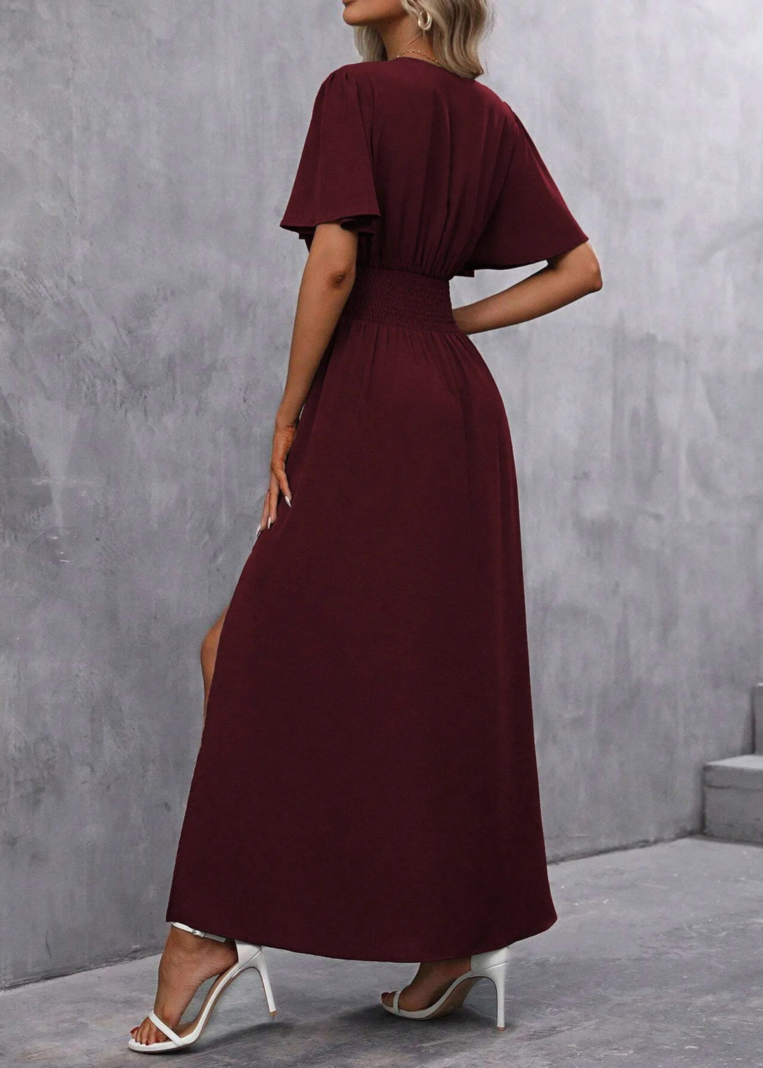 Emma | Women's V-Neck Maxi Dress with Side Slit - image 8