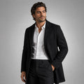 Emmett | Men's Wool-Cashmere Mid-Length Coat, Tailored Autumn Coat | Animated Apparel | Grey