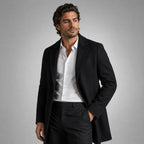 Emmett | Men's Wool-Cashmere Mid-Length Coat, Tailored Autumn Coat | Animated Apparel | Grey