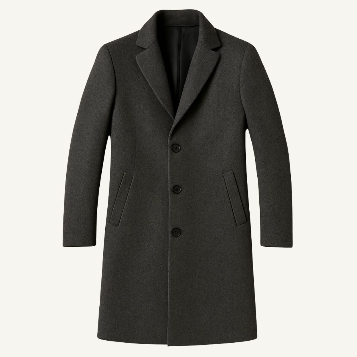 Emmett | Men's Wool-Cashmere Mid-Length Coat, Tailored Autumn Coat | Animated Apparel | Navy blue