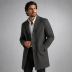 Emmett | Men's Wool-Cashmere Mid-Length Coat, Tailored Autumn Coat | Animated Apparel | Beige