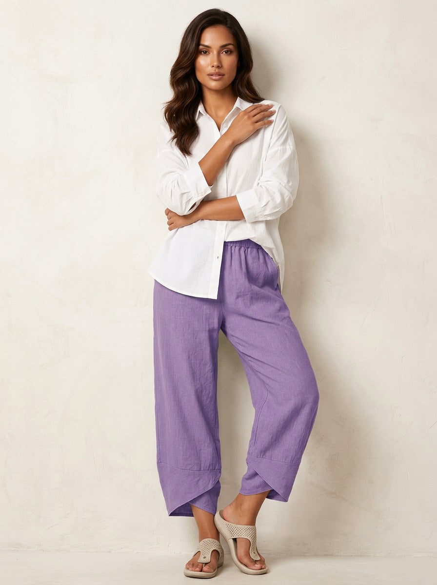 Esme | Women's Lightweight Linen Trousers, Breathable Summer Trousers | Animated Apparel | Groen