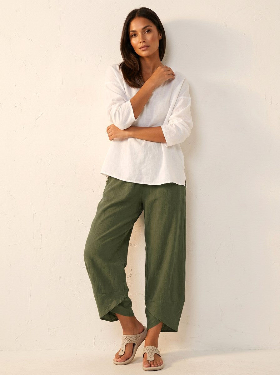 Esme | Women's Lightweight Linen Trousers, Breathable Summer Trousers | Animated Apparel | Marine Blauw