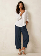 Esme | Women's Lightweight Linen Trousers, Breathable Summer Trousers | Animated Apparel | Zwart