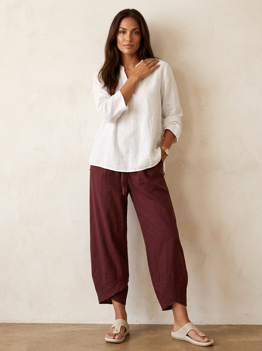 Esme | Women's Lightweight Linen Trousers, Breathable Summer Trousers | Animated Apparel | Roze