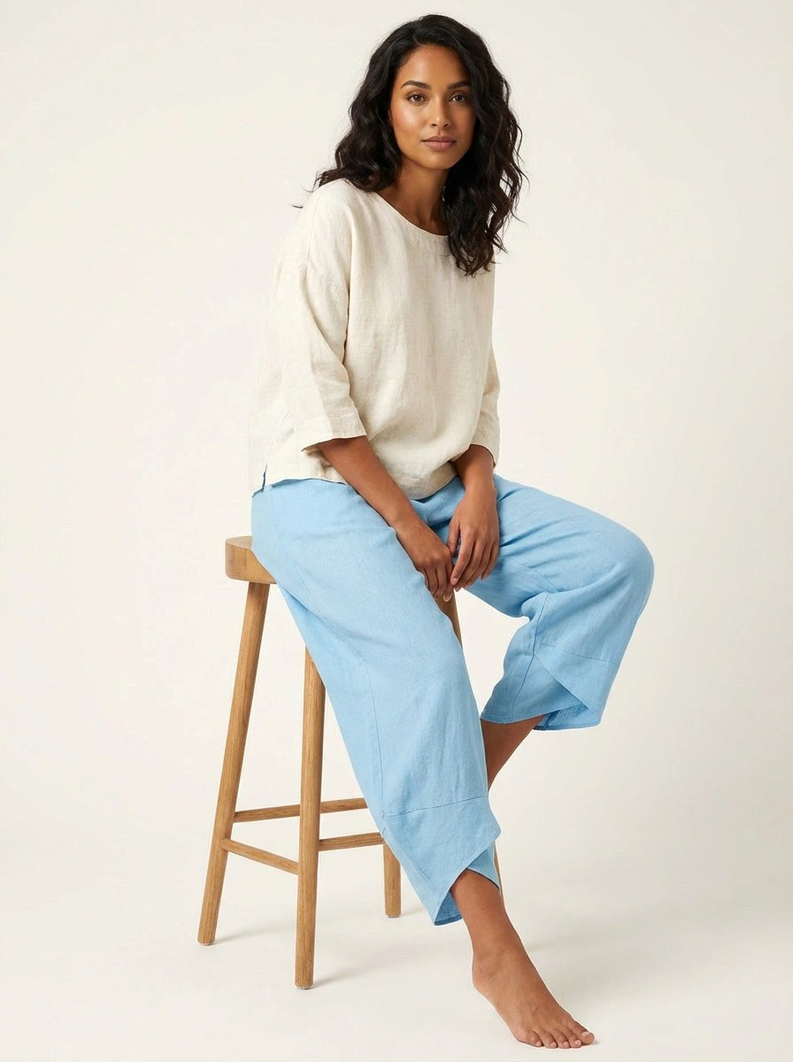 Esme | Women's Lightweight Linen Trousers, Breathable Summer Trousers | Animated Apparel | Grijs