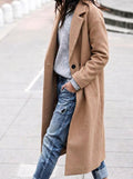 Esther | Women's Oversized Trench Coat with Wide Lapel, Long Relaxed Coat | Animated Apparel | Khaki
