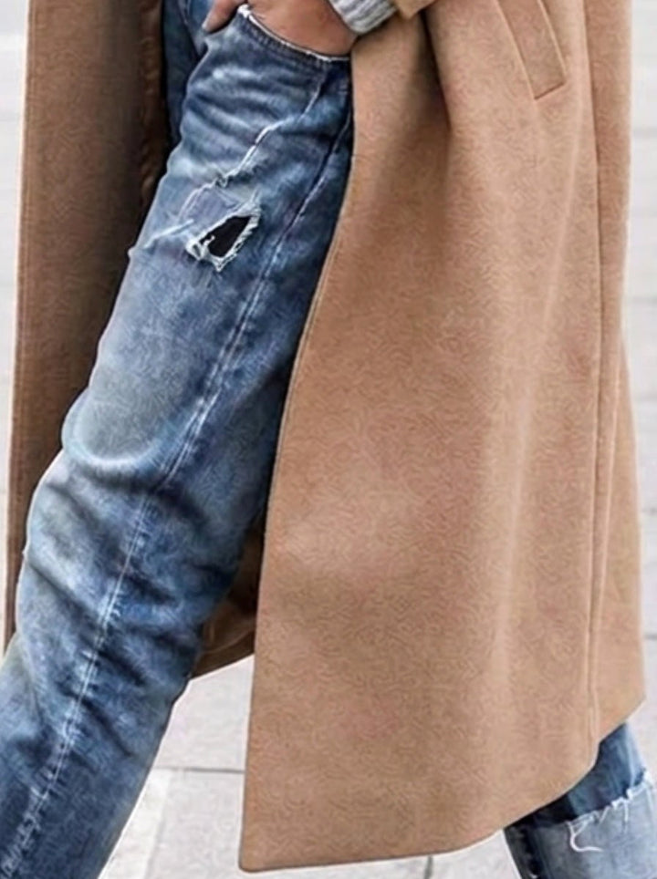 Esther | Women's Oversized Trench Coat with Wide Lapel, Long Relaxed Coat | Animated Apparel | Blue