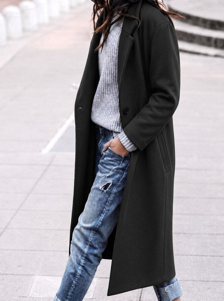 Esther | Women's Oversized Trench Coat with Wide Lapel, Long Relaxed Coat | Animated Apparel | White