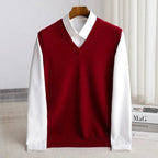 Ethan | Men's V-Neck Sweater Vest, Ribbed Trim Knit Gilet | Animated Apparel