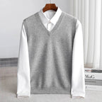 Ethan | Men's V-Neck Sweater Vest, Ribbed Trim Knit Gilet | Animated Apparel