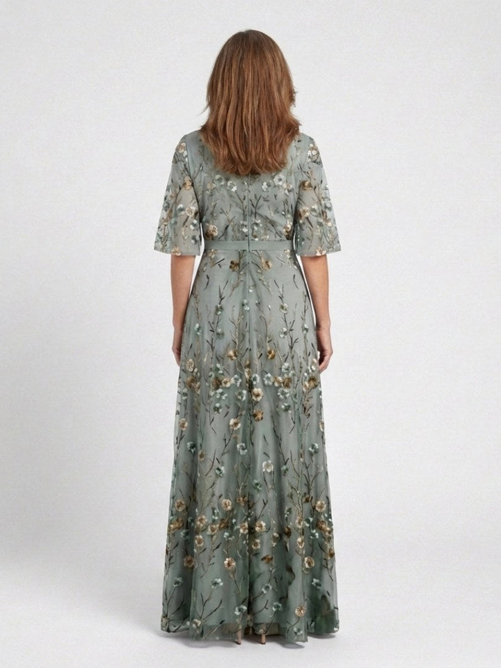 Evadne | Women's Floral V-Neck Short Sleeve Maxi Dress - image 2