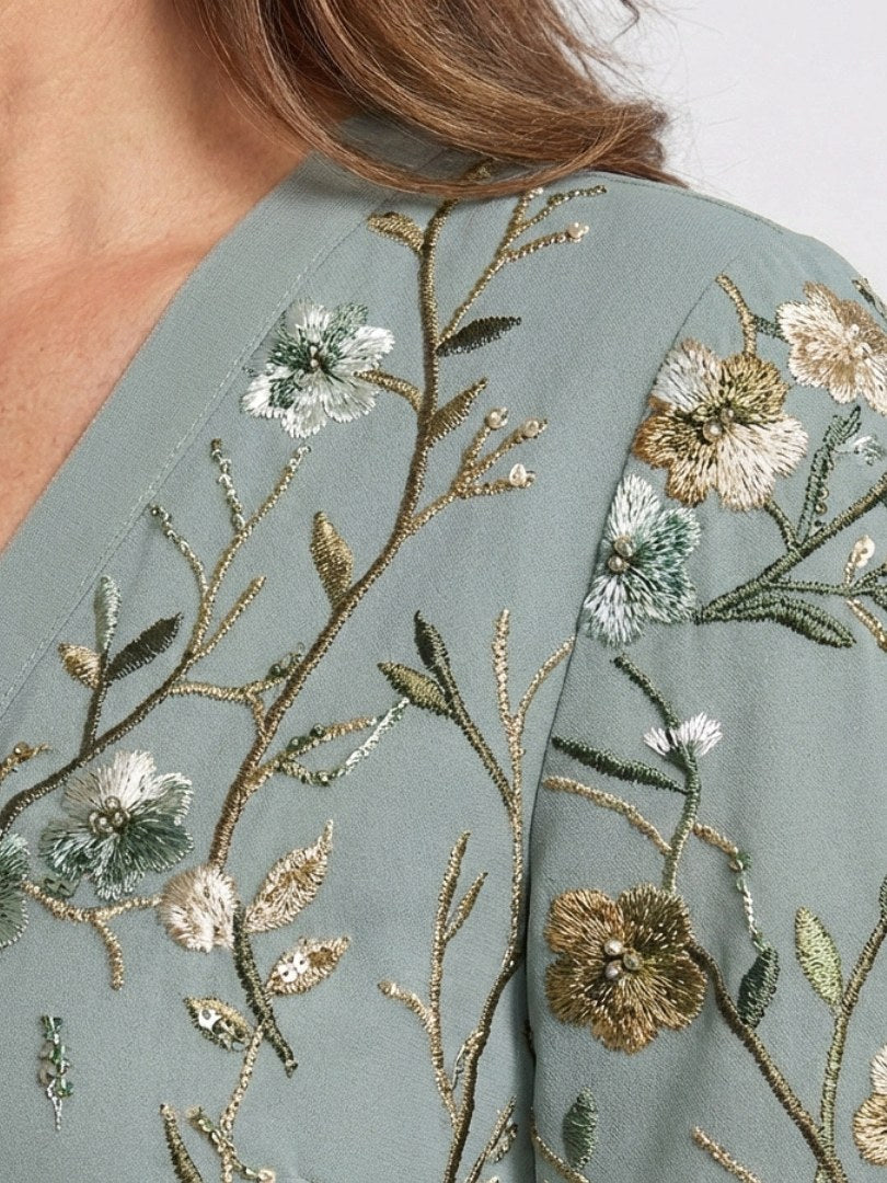 Evadne | Women's Floral V-Neck Short Sleeve Maxi Dress - image 3